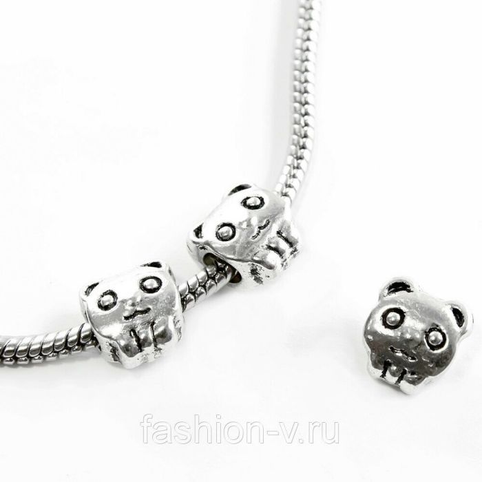 Bear Charm Bead, Silver X 1000