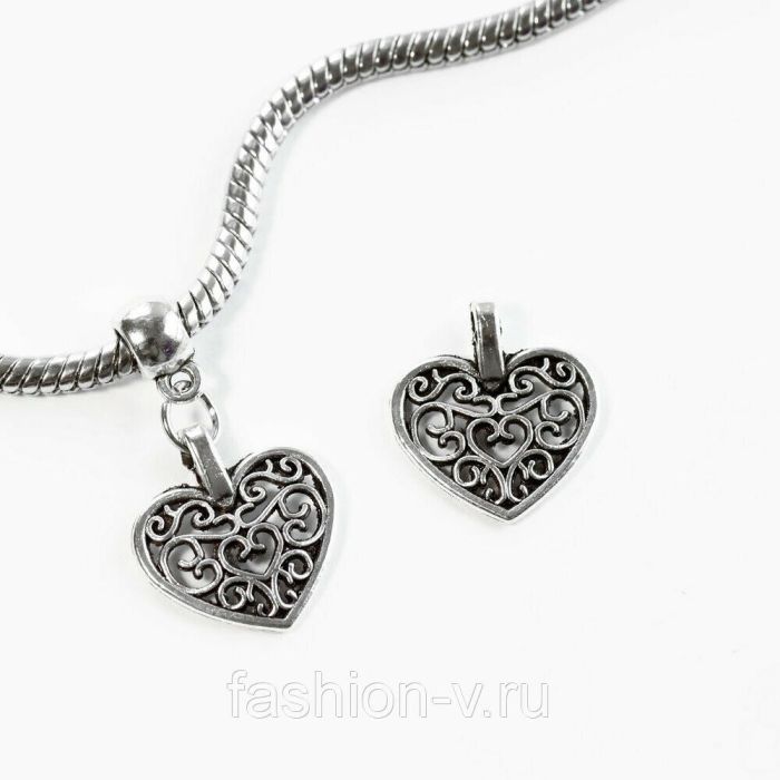 Pendant Openwork heart, silver (without bail) X 497