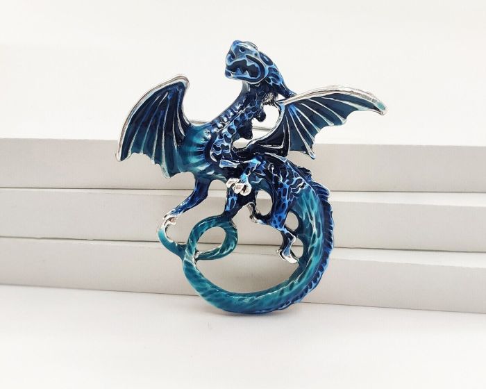 Blue Water Dragon Brooch